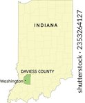 Daviess County and city of Washington location on Indiana state map