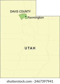 Davis County und Stadt Farmington Lage auf Utah State Karte