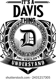 Diseño de apellido Davis para serigrafía en camisetas