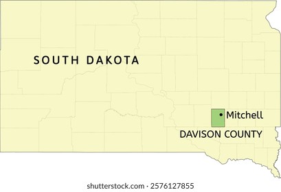 Davison County and city of Mitchell location on South Dakota state map