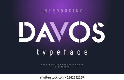 Davos creative urban sport fashion futuristic font numbers. Modern abstract digital alphabet font. Minimal technology typography. svg