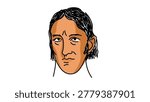  Davy Crockett portrait, color vector illustration