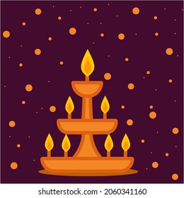 Dawali, Festival illustration design background, festival candles, mandala candles and incandescent lamps in the middle. indian festivals and celebrations