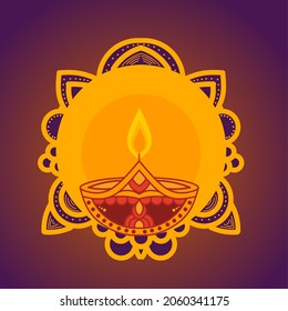 Dawali, Festival illustration design background, festival candles, mandala candles and incandescent lamps in the middle. indian festivals and celebrations