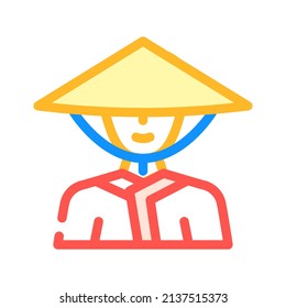 dawley chinese conical hat color icon vector. dawley chinese conical hat sign. isolated symbol illustration