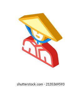 dawley chinese conical hat isometric icon vector. dawley chinese conical hat sign. isolated symbol illustration