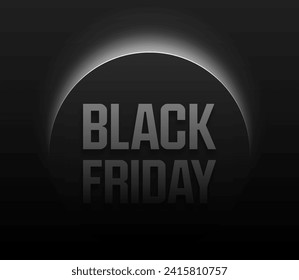 Dawn Black Friday Sale. Dark background, geometric abstraction. Solar eclipse. Vector design for you business projects