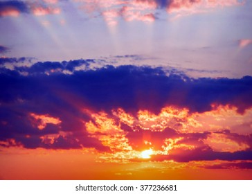 Dawn with clouds, light rays and other atmospheric effect