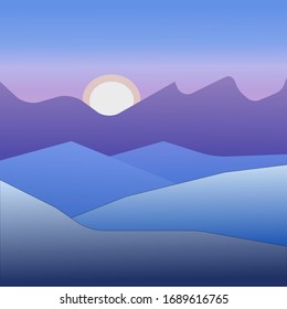 Dawn in the desert, web design. Vector graphics