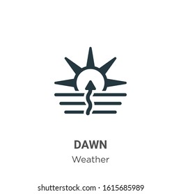 Dawn glyph icon vector on white background. Flat vector dawn icon symbol sign from modern weather collection for mobile concept and web apps design.