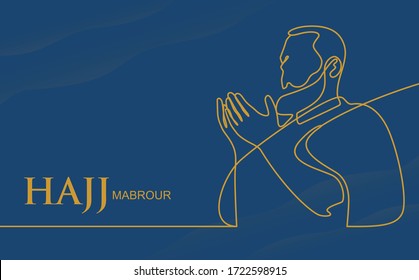 Dawn in the Hajj or Umrah illustration flat design vector background template and space for text