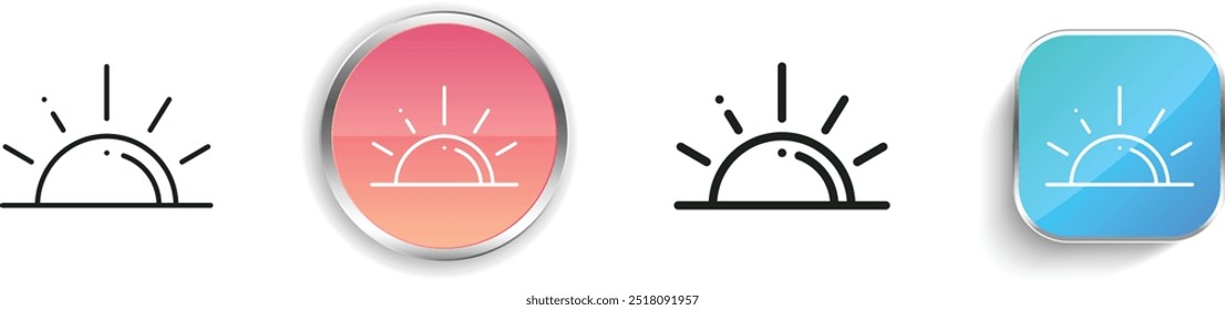ícone do amanhecer. Design fino, linear, regular e estilo botão isolado no fundo branco