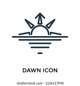 Dawn icon vector isolated on white background, Dawn transparent sign , thin pictogram or outline symbol design in linear style