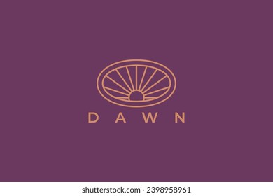 Dawn Logo Abstract Sunrise at Oval Frame for Agriculture Farm Field Label Brand Identity