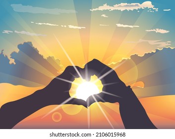 dawn lovers love tenderness couple sun clouds sky joy happiness romance nature husband and wife bride and groom