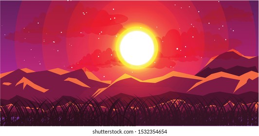 Dawn mountain background vector illustration for your design EPS10
