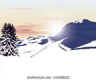 dawn at the mountains