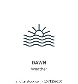 Dawn outline vector icon. Thin line black dawn icon, flat vector simple element illustration from editable weather concept isolated on white background