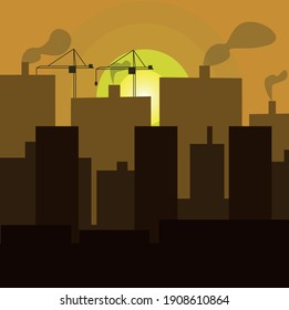 Amanecer sobre la industria de la ciudad.