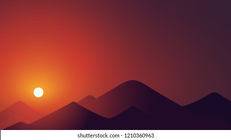 Dawn sky and mountain background, gradient vector, sunset card, banner, poster. eps 10