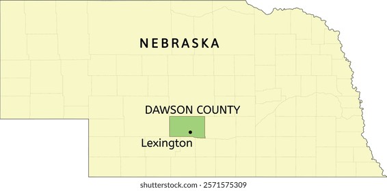 Dawson County and city of Lexington location on Nebraska state map