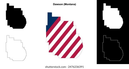 Dawson County (Montana) outline map set