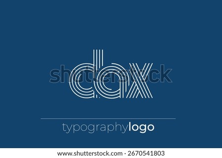DAX modern geometric typography logo. Modern and stylish composition featuring a monochromatic typography logo illustration designed with intricate lines.