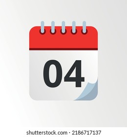 Ilustración vectorizada de icono del calendario del día 04.