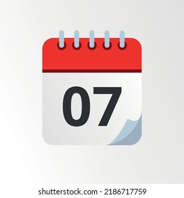 Ilustración de icono del calendario vectorizado del día 07.