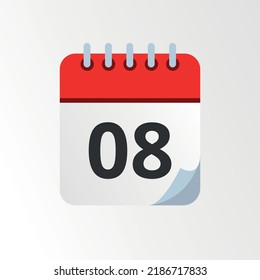 Day 08 vectorized calendar icon illustration.