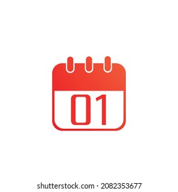 Day 1 Calendar Vector Icon Illustration.