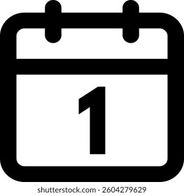 Day 1 icon . Calendar 1 icon . Countdown daily page calendar icon 1 day . Vector illustration