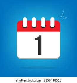 Tag 1, Tag 1. Vektorkalender, Cartoon-Aussehen. Kalendersymbol mit markiertem Tag