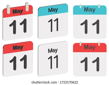 Day 11 May. Calendar icon. Vector illustration. Month and date. Monday, Tuesday, Wednesday, Thursday, Friday, Saturday, Sunday.