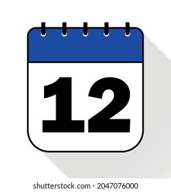 Day 12 blue - Calendar Icon - Vector Illustration