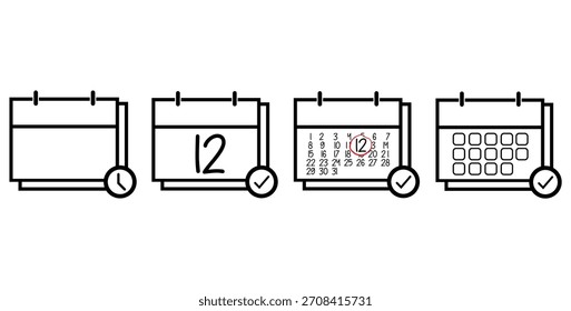 Día 12 Calendario de días específicos. Signo de Ilustración vectorial de icono de calendario.