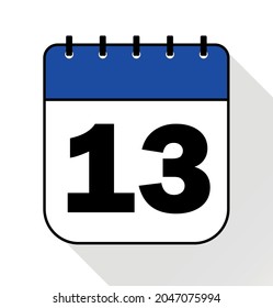 Day 13 blue - Calendar Icon - Vector Illustration