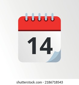 Day 14 vectorized calendar icon illustration.