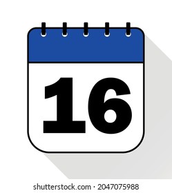 Day 16 blue - Calendar Icon - Vector Illustration