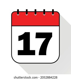Day 17 red - Calendar Icon - Vector Illustration