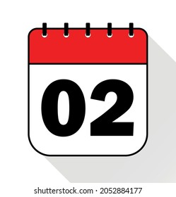 Day 2 red - Calendar Icon - Vector Illustration