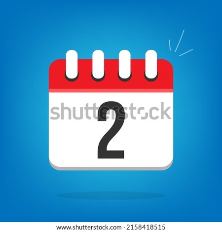 Day 2, day two. Vector calendar, cartoon look. Calendar icon with the day in question