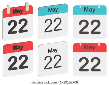 Day 22 May. Calendar icon. Vector illustration. Month and date.