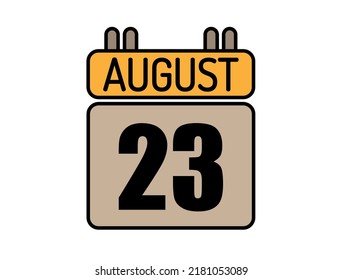 Day 23 August calendar icon. Calendar vector for August days isolated on white background.