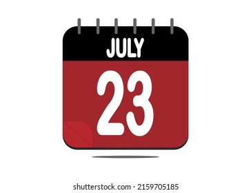 Day 23. July 23. Calendar design template in red and black.