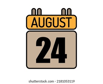 Day 24 August calendar icon. Calendar vector for August days isolated on white background.