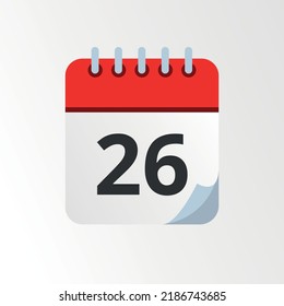 Day 26 vectorized calendar icon illustration.