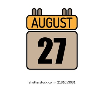 Day 27 August calendar icon. Calendar vector for August days isolated on white background. svg
