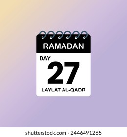 Día 27 Ilustración vectorial del calendario de Ramadán. Traducción: Ramadán, Laylat al-Qadr o Noche del Poder.