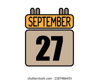Day 27 September calendar icon. Calendar vector for September days isolated on white background.